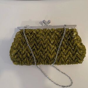 BCBGMAXAZRIA Vintage
Olive Green Beaded Evening
Clutch Chain Bag